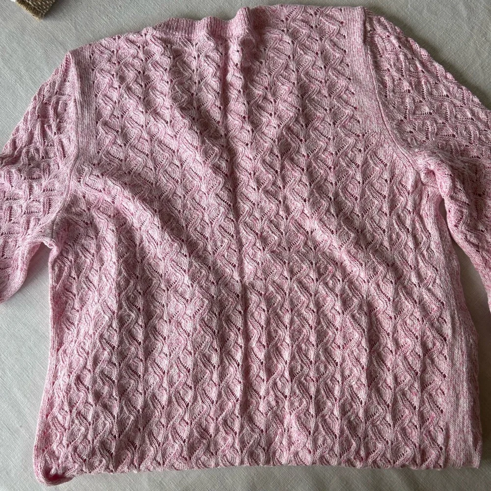 Talbots | Textured Linen Pale Pink Crewneck Sweater